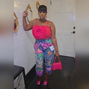 Vibrant Colorful Embellished Jeans